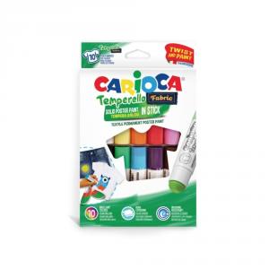 Creioane tempera pentru textile, 10 culori rezistente la spalat, CARIOCA Temperello Fabric