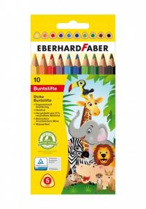 Creioane colorate 10 culori, din plastic Jumbo EBERHARD FABER