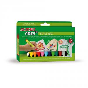 Set 12 creioane cerate pentru textile Crea+ ALPINO