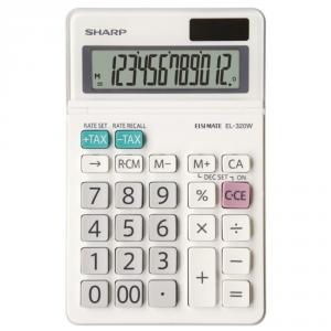 Calculator de birou, 12 digiti, EL-320W, 153 x 97 x 18 mm, alb, SHARP