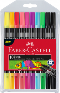 Carioca 10 culori neon, 2 capete FABER-CASTELL