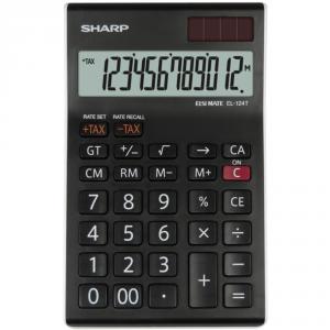 Calculator de birou, 12 digiti, EL-124TWH, 152 x 96 x 12 mm, negru, SHARP