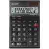 Calculator de birou, 12 digiti, EL-125TWH, 176 x 112 x 13 mm, dual power, negru, SHARP