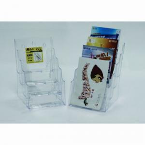 Display plastic pentru brosuri, de birou/perete, 4 x A5, transparent, KEJEA