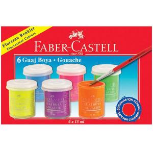 Acuarele guase 6 culori 15 ml fluorescente FABER-CASTELL