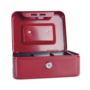 Caseta (cutie) bani metalica, rosie, 200 x 160 x 90 mm DONAU