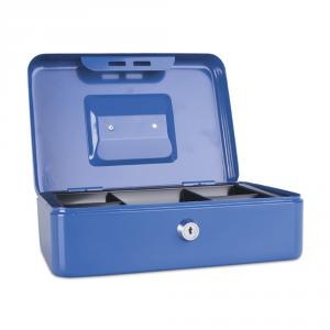 Caseta (cutie) bani metalica, albastra, 250 x 180 x 90 mm, DONAU