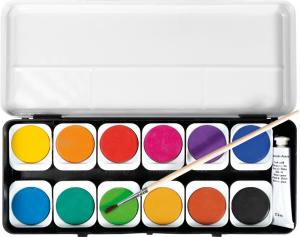 Acuarele 12 culori detasabile + pensula + tub alb EBERHARD FABER