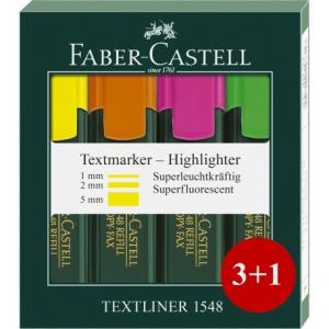 Textmarker set 3 + 1 culori, varf tesit 1.0 - 5.0 mm FABER-CASTELL