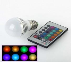Bec LED 16 culori RGB cu telecomanda 3W