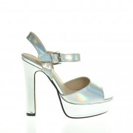 Sandale cu toc Tengan argintii (Culoare: Argintiu, Marimi femei: 35)