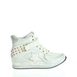 Sneakersi dama Karena albi din piele ecologica cu insertii metalice (Culoare: Alb, Marimi femei: 41)