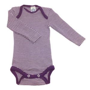 Body Cosilana din lana merinos si matase - Plum Stripes