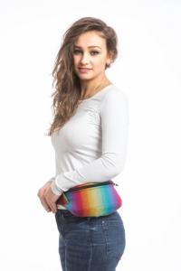 Borseta Lennylamb - Little Herringbone Rainbow Navy Blue , Size: Mini