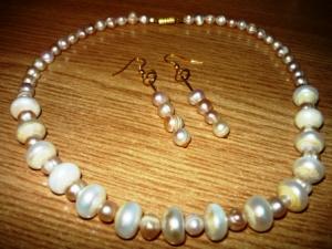 Set perle de cultura ( colier + cercei ) - 4