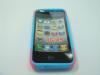 Husa silicon iphone 4 iphone 4s albastru cu roz