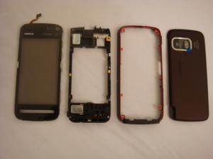 Nokia 5800 Xpress Music Housing Without Front Frame And Complete Keypad; Touch Screen With Good Contact 4pcs Swap Red