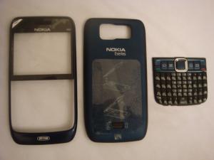 Nokia E63 Kit With Front Cover  Back Cover  Complete Keypad And Tim Logo Blue Swap