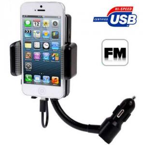 Incarcator Suport Auto Handsfree Si Emitator FM iPhone 5s 5c 5 iPod Touch 5
