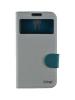 Husa Flip Piele Samsung I9500 Galaxy S4 Alba Cu Interior Albastru Klogi