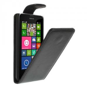Husa Flip Vertical Nokia Lumia 630 635 Piele PU Neagra