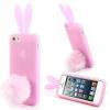 Husa silicon iphone 5s urechi de iepure cu coada roz