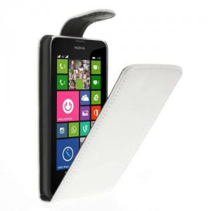 Husa Flip Vertical Nokia Lumia 635 Piele PU Alba