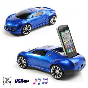 Music Player Forma Masina Albastra Speaker FM Radio Cu Suport Card TF iPhone 4 4s Plug And Play