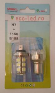 Blister set becuri auto H7 + 1156/B15S LED alb