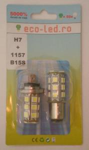 Blister set becuri auto H7 + 1157/B15S LED alb
