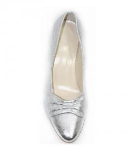 Pantofi piele  Tara argintii model 10180