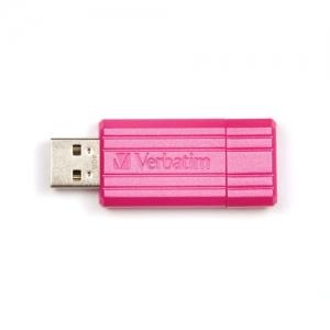USB FLASH DRIVE 4GB PIN STRIPE HOT PINK, READ 10MB, WRITE 4MB, USB 2.0 VERBATIM - VB-47392