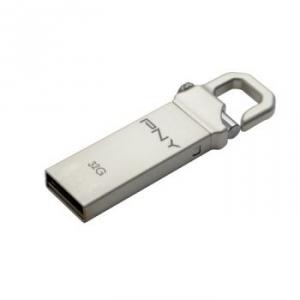 USB FLASH DRIVE 32GB Hook Attache PNY / metal housing / Write: 8Mb/s Read: 25Mb/s