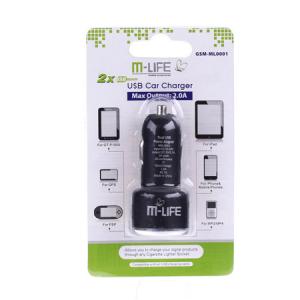 ALIMENTATOR AUTO USB DUAL 2A M-LIFE(ML0001)