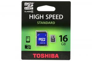 Card Memorie Micro SD 16GB Toshiba (cu adaptor SD)