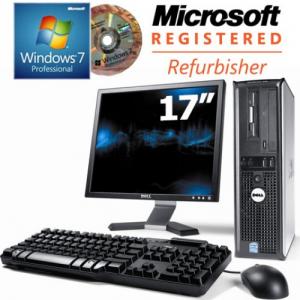 Sistem second hand Dell Optiplex 755 Desktop, Core 2 Duo E6550, 2.33Ghz/80Gb+Lic Win 7 Pro+MONITOR 17''TFT