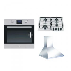 Pachet promo Pyramis: Cuptor electric 60IN 1009 Inox + Plita gaz inox 457 + Hota Square Chimney