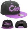 Chicago bk/pur snapback plat cap classic font