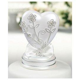 Figurina Tort Inima Flori Argintii