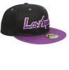 Los angeles bk/pur snapback plat cap classic font