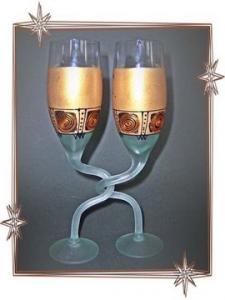 Pahare Sampanie Personalizate Nunta, Miri gold duo wedding glasses