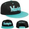 Washington bk / bl snapback flat cap classic font