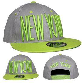New York GRY/GN Snapback Flat Cap