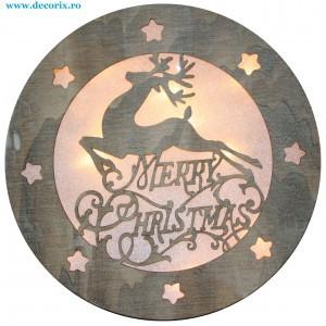 Decoratiune Ren lemn Merry Christmas