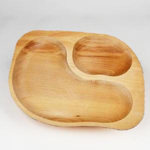Platou din lemn cu 2 compartimente