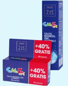 CALCIU-MAGNEZIU-ZINC-VITAMINA C (50 comprimate)