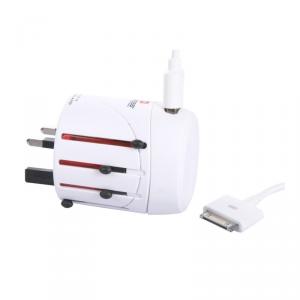 Adaptor universal USB Skross, cablu iPhone inclus