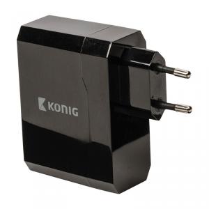 Adaptor universal Konig, 2 x USB, Negru