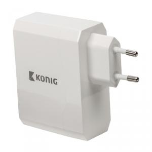 Adaptor universal Konig, 2 x USB, Alb
