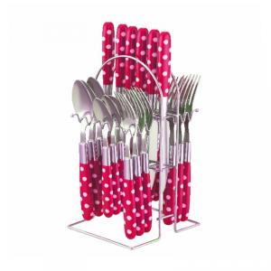 Set tacamuri 24 piese Peterhof PH-22107B, inox, Rosu